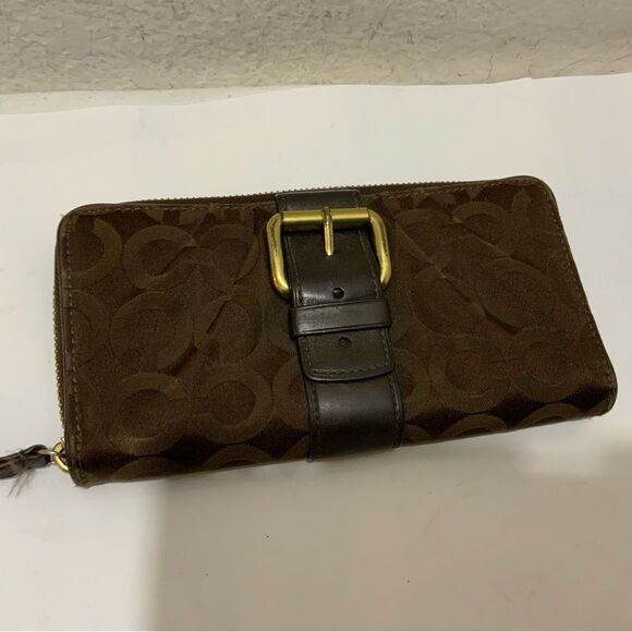 Coach Sateen Signature Zip Around Wallet - Picture 1 of 9